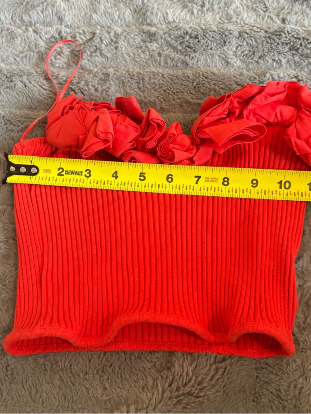 Zara Red Off-Shoulder Ruffle Crop Top - Picture 8 of 9